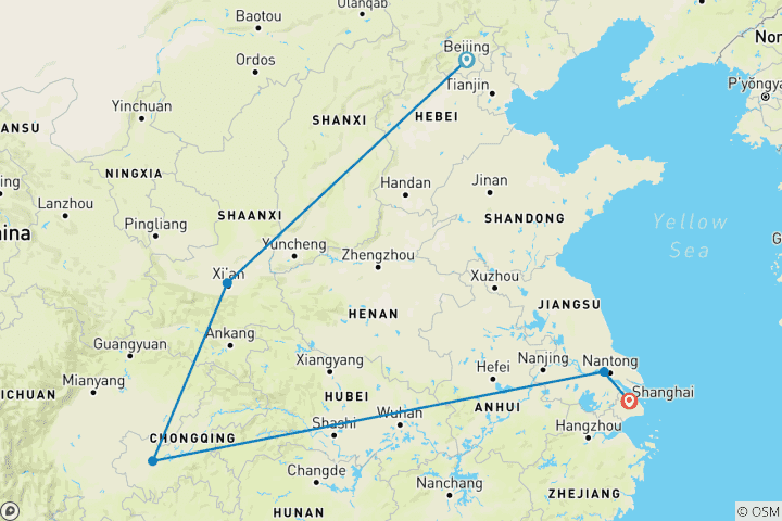 Carte du circuit Chine - Au pays du long fleuve