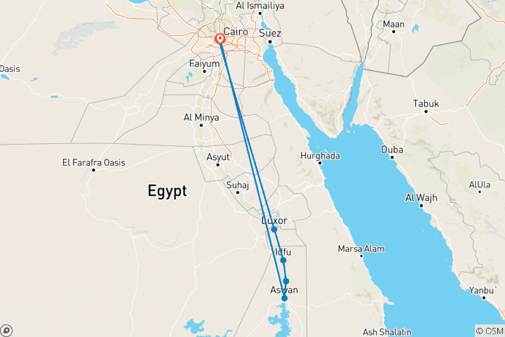 Karte von Ultra-luxuriöse Gizeh Pyramiden & Kairo & Nilkreuzfahrt - 8 Tage