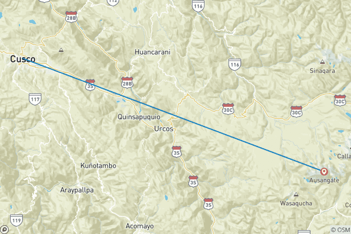 Map of Trek & Climb: Nevados Percocaya & Mariposa – 6 Days