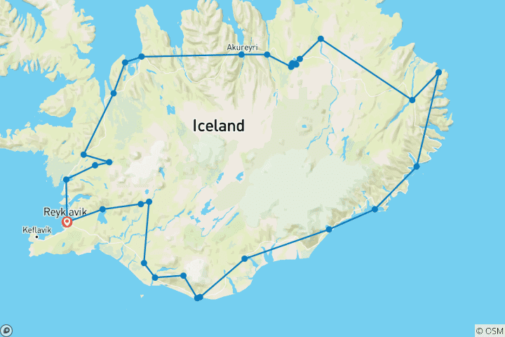 Carte du circuit Route périphérique de l'Islande - 6 jours