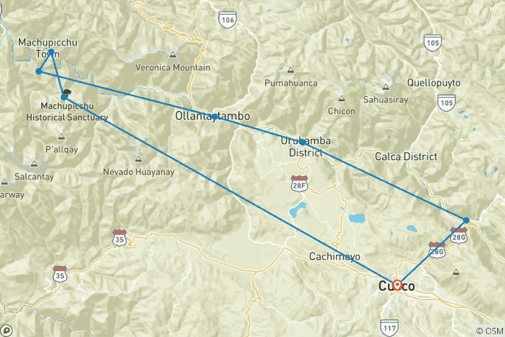 Carte du circuit Petite piste inca et Vallée sacrée