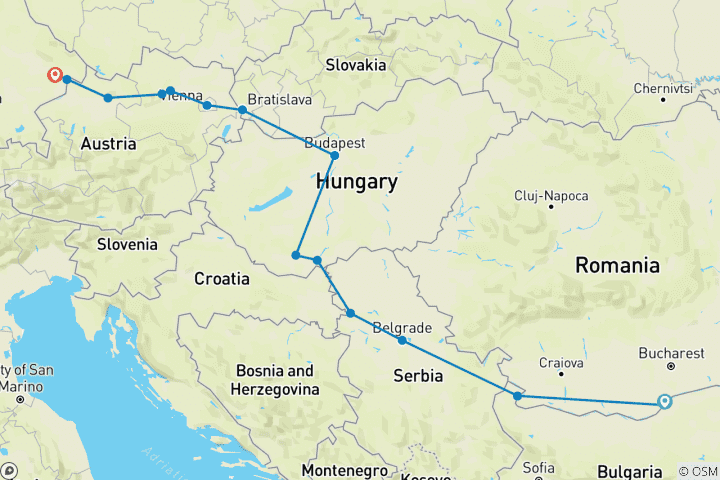 Map of Grand Danube Cruise 2025