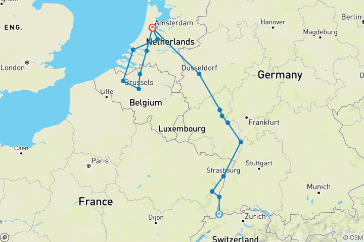 Carte du circuit Grand Rhin et canaux néerlandais 2025