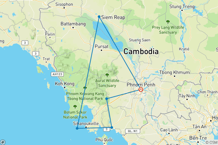 Carte du circuit Aventure Cambodge