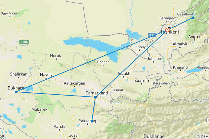 Carte du circuit Circuit de la Route des Caravanes en Ouzbékistan - Circuit privé