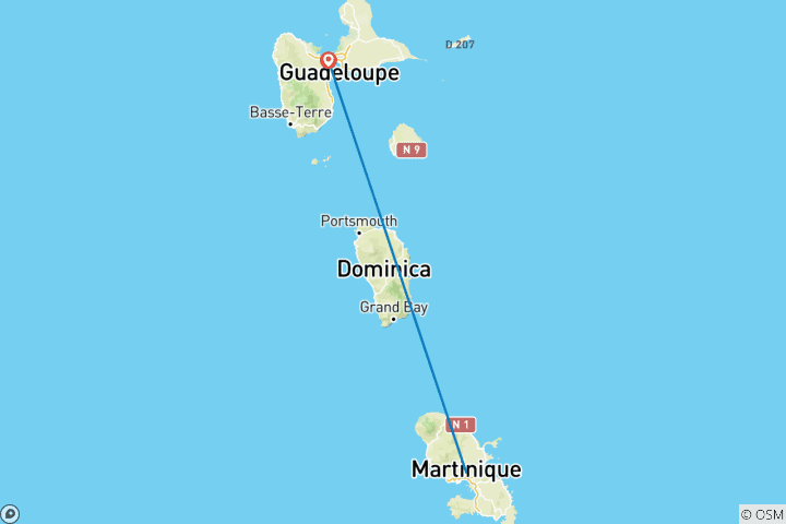 Map of Guadeloupe Experience: from Martinique to Gudaeloupe