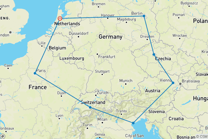 Carte du circuit Soyez social : Europe Express 2025-26