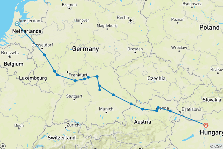 Carte du circuit La magnifique Europe - 2025