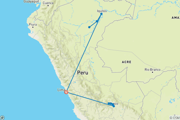 Carte du circuit De l'empire inca à l'Amazonie péruvienne - 2025