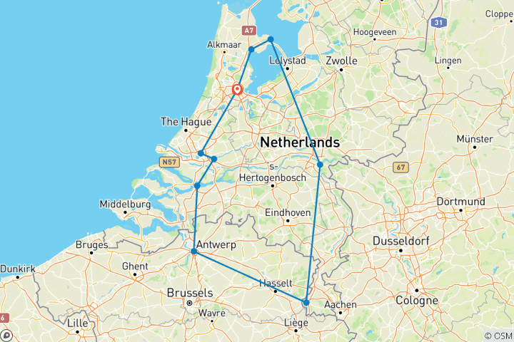 Carte du circuit Les Pays-Bas en fleurs 2025