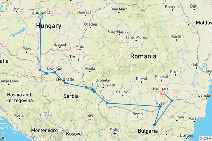 Carte du circuit Découverte des Balkans avec 1 nuit à Budapest et 1 nuit à Bucarest 2025