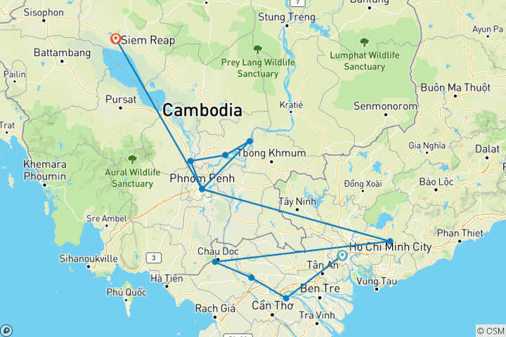 Map of Fascinating Vietnam, Cambodia & the Mekong River (Northbound) 2025