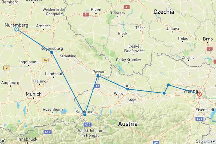 Mapa de Navidad en el Danubio (en dirección este) 2025