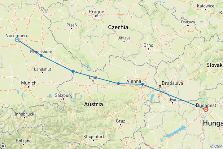 Carte du circuit Saison festive sur le légendaire Danube - 2025