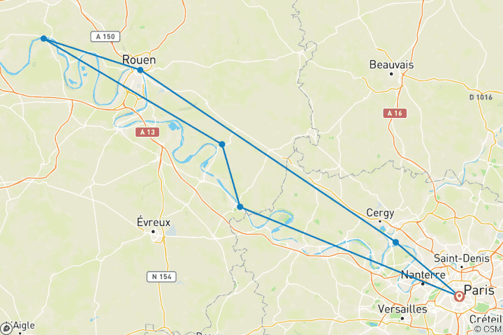 Carte du circuit De Paris à la Normandie - 2025