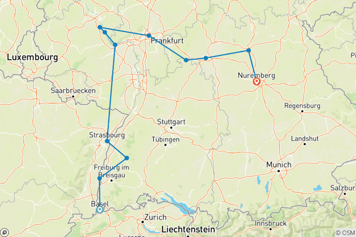 Karte von Deutsche Grandezza für Bierliebhaber (Eastbound) 2025