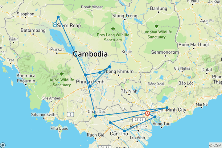 Map of Fascinating Vietnam, Cambodia & the Mekong River (Southbound) 2025