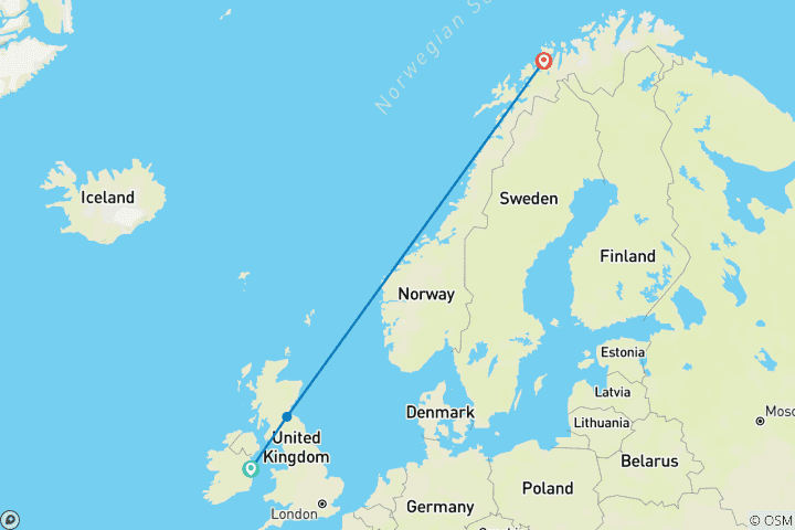 Kaart van Ierland, Schotland & het noorderlicht - 9 nachten