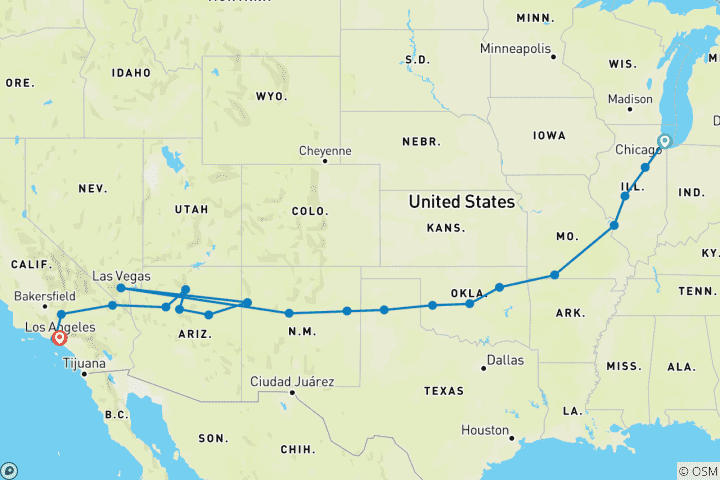 Carte du circuit Points forts de la Route 66 et de l'Albuquerque Balloon Fiesta 2025