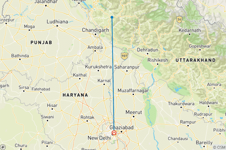 Map of 5 Day Walks in Shimla