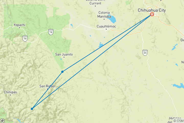 Carte du circuit Mexique : Chihuahua, Barracas, Creel - 6 jours