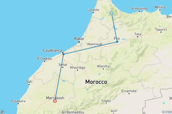 Map of Imperial Cities of Morocco - 7 Days