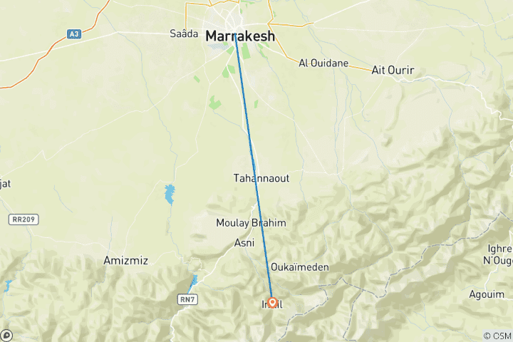 Carte du circuit Luxe à Marrakech et dans les montagnes de l'Atlas - 7 jours