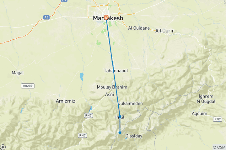 Map of Family Trip to Morocco: Marrakesh, Imlil & Agafay - 7 Days