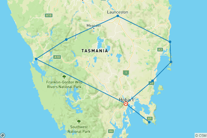 Map of Perfect Tasmania (2025/2026, 13 Days)