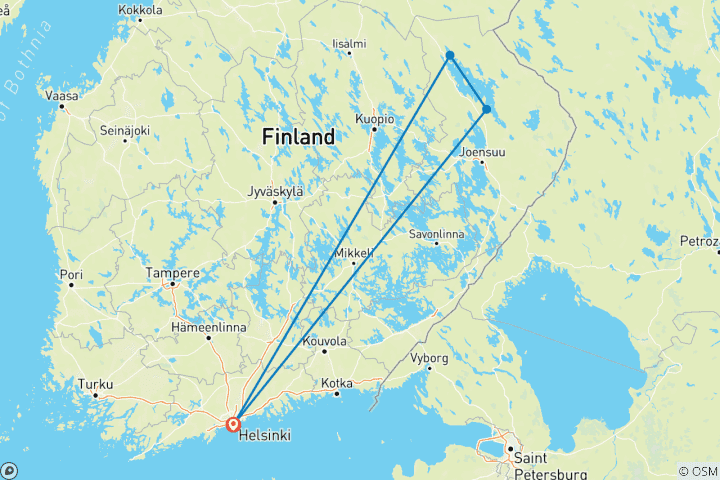 Carte du circuit La nature à l'état pur en Carélie du Nord