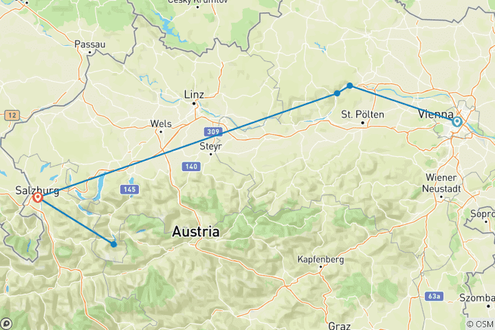 Map of Tailor-Made Best Austria Family Tour, Daily Depart & Private Car