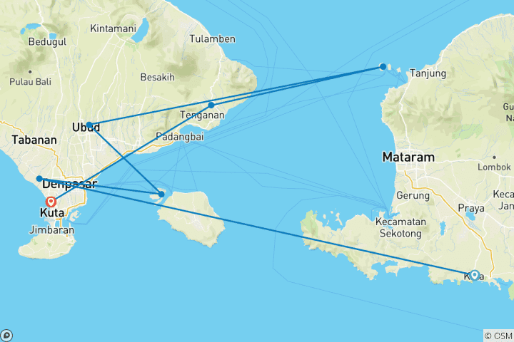 Map of Backpacking Bali (18 days)