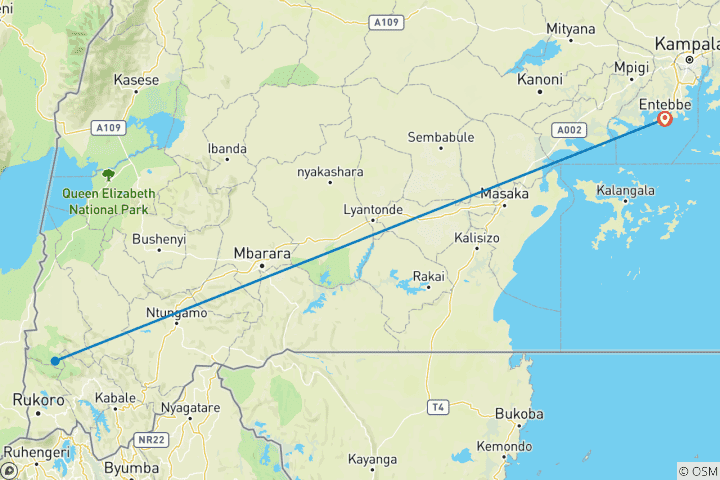 Map of 4 days Luxury Gorilla Tracking Safari In Uganda (Fly-in)