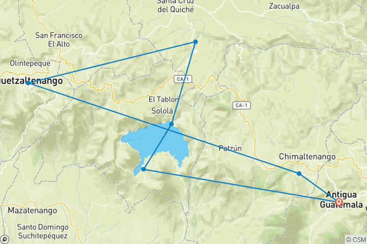 Carte du circuit Le cœur du Guatemala