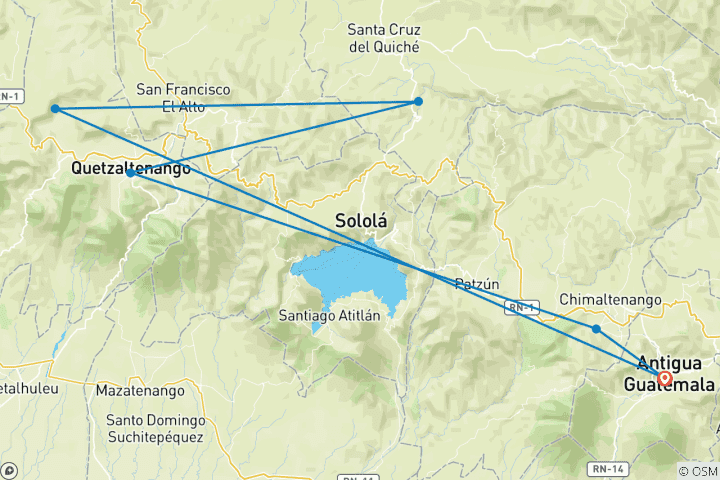 Carte du circuit Le cœur du Guatemala