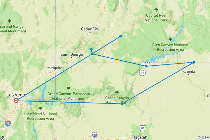 Map of Western USA Family Holiday