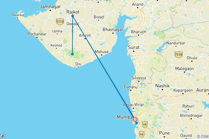 Carte du circuit Visite du parc national de Gir avec Mumbai