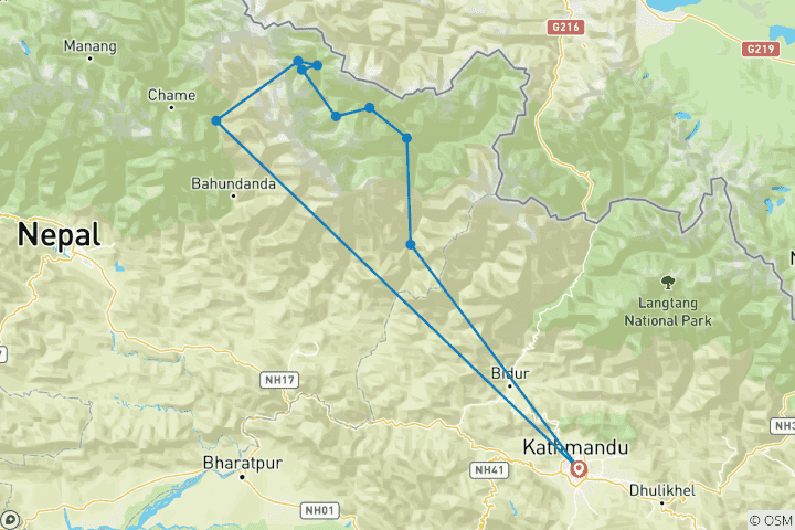 Map of Manaslu Circuit Trek (Private Tour)