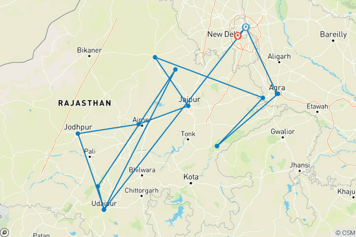 Carte du circuit L'incroyable Inde (4 étoiles) (from Delhi to Gurgaon)