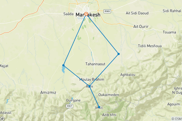 Carte du circuit Parcourez le Haut Atlas : L'ultime aventure cycliste et culturelle au Maroc