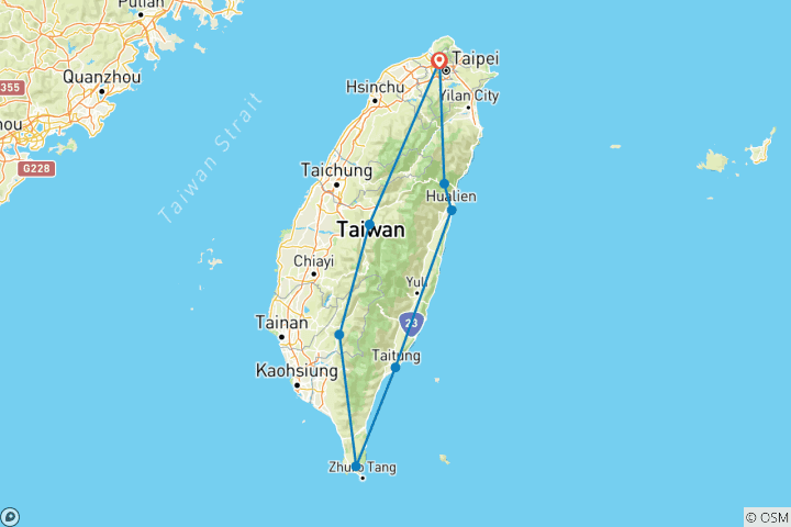 Carte du circuit Circuit privé 8D7N de l'enchanteresse Taiwan