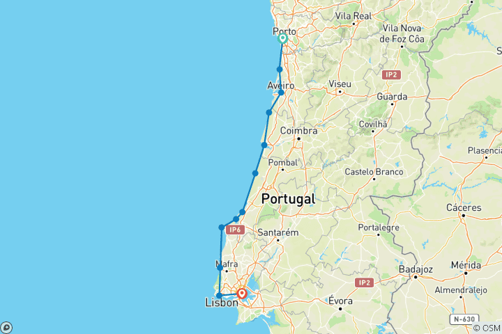 Map of Porto - Lisbon Atlantic, Tradition and Romance