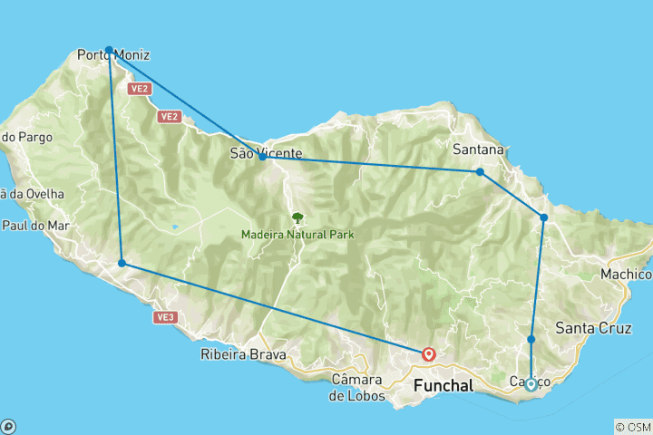 Map of Madeira Round Trip with Charme: Floral World and Coastal Land