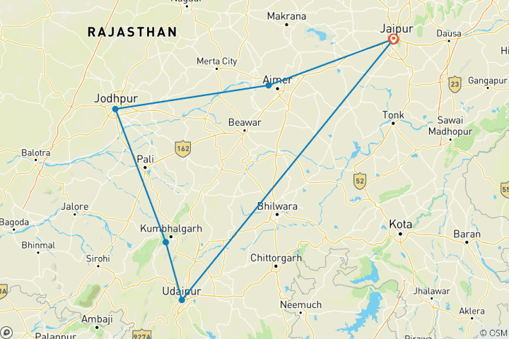 Carte du circuit Rajasthan Short Tour