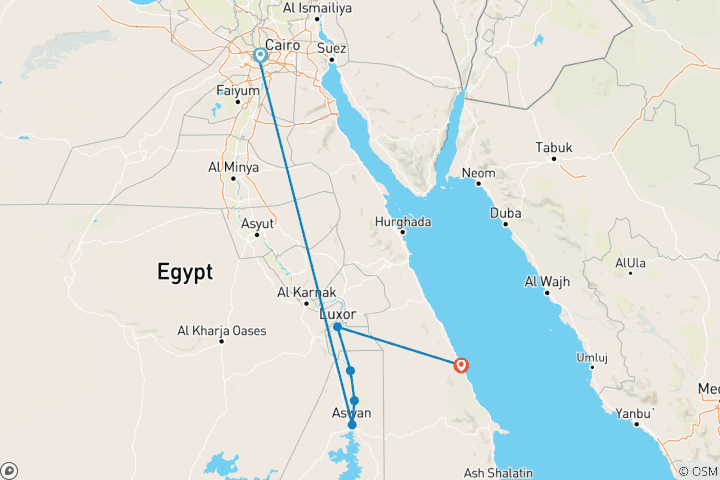 Karte von Ägypten 10 Tage (Pyramiden & GEM _ Nilkreuzfahrt _ Marsa Alam Rotes Meer)