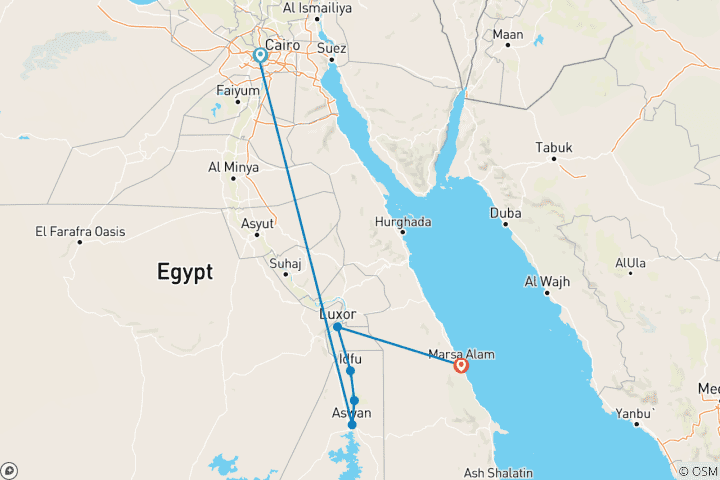 Karte von Ägypten: Kairo mit Nilkreuzfahrt & Marsa Alam Rotes Meer - 10 Tage