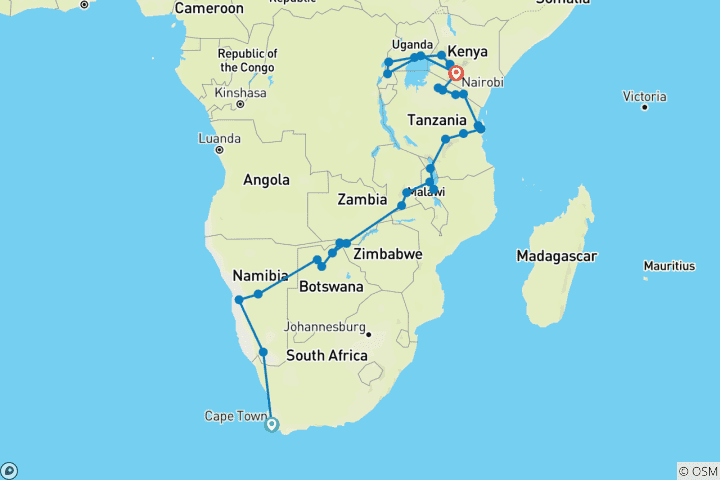 Kaart van Expeditie door Noord-Afrika – 56 dagen