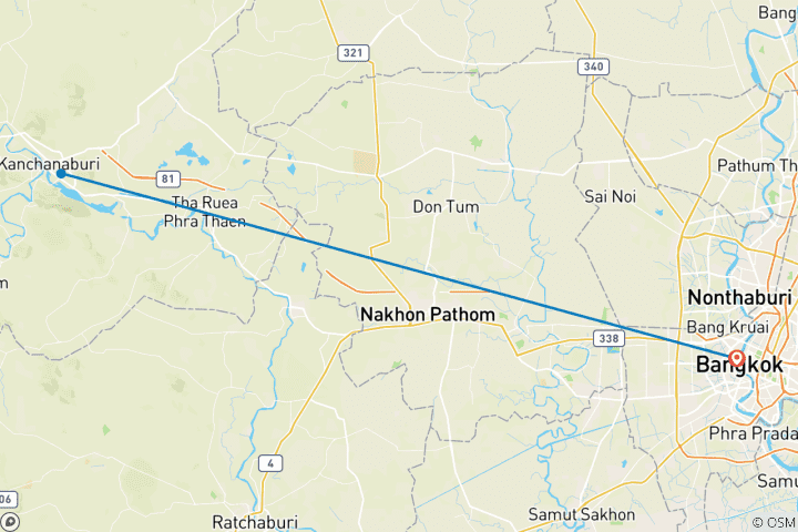 Carte du circuit Exploration de la rivière Kwai - 4 jours