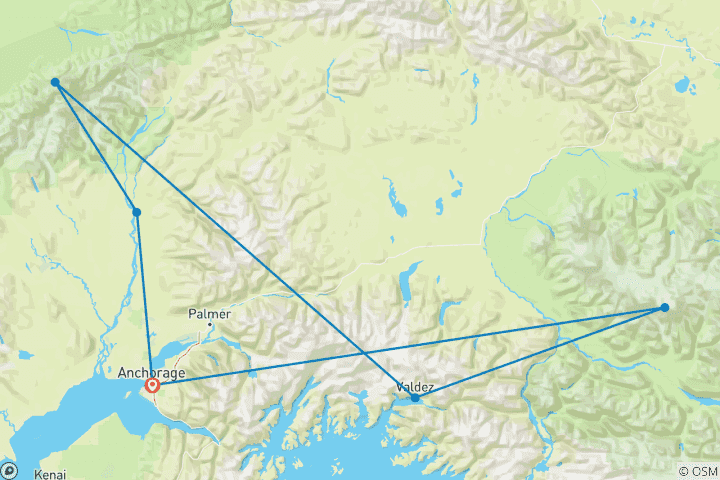 Map of 11 Day Alaska Interior Explorer Tour