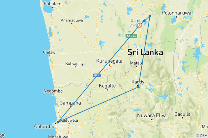 Mapa de Descubre Sri Lanka en 6 días.